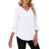 image:imageWIHOLL Womens Blouses Dressy Casual 34 Length Sleeve Tops Lace Trendy 2026 Spring Summer V Neck Shirts Vacation OutfitsClassic White