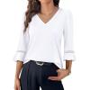 image:imageWIHOLL Womens Blouses Dressy Casual 34 Length Sleeve Tops Lace Trendy 2026 Spring Summer V Neck Shirts Vacation OutfitsClassic White