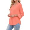 image:imageWIHOLL Womens Blouses Dressy Casual 34 Length Sleeve Tops Lace Trendy 2026 Spring Summer V Neck Shirts Vacation OutfitsCoral