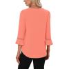 image:imageWIHOLL Womens Blouses Dressy Casual 34 Length Sleeve Tops Lace Trendy 2026 Spring Summer V Neck Shirts Vacation OutfitsCoral