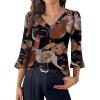image:imageWIHOLL Womens Blouses Dressy Casual 34 Length Sleeve Tops Lace Trendy 2026 Spring Summer V Neck Shirts Vacation OutfitsFloral Print