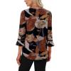 image:imageWIHOLL Womens Blouses Dressy Casual 34 Length Sleeve Tops Lace Trendy 2026 Spring Summer V Neck Shirts Vacation OutfitsFloral Print