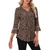 image:imageWIHOLL Womens Blouses Dressy Casual 34 Length Sleeve Tops Lace Trendy 2026 Spring Summer V Neck Shirts Vacation OutfitsLeopard Print