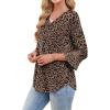 image:imageWIHOLL Womens Blouses Dressy Casual 34 Length Sleeve Tops Lace Trendy 2026 Spring Summer V Neck Shirts Vacation OutfitsLeopard Print