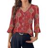 image:imageWIHOLL Womens Blouses Dressy Casual 34 Length Sleeve Tops Lace Trendy 2026 Spring Summer V Neck Shirts Vacation OutfitsPrint Boho