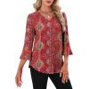 image:imageWIHOLL Womens Blouses Dressy Casual 34 Length Sleeve Tops Lace Trendy 2026 Spring Summer V Neck Shirts Vacation OutfitsPrint Boho
