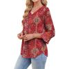 image:imageWIHOLL Womens Blouses Dressy Casual 34 Length Sleeve Tops Lace Trendy 2026 Spring Summer V Neck Shirts Vacation OutfitsPrint Boho