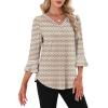 image:imageWIHOLL Womens Blouses Dressy Casual 34 Length Sleeve Tops Lace Trendy 2026 Spring Summer V Neck Shirts Vacation OutfitsPrint Brown