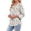 image:imageWIHOLL Womens Blouses Dressy Casual 34 Length Sleeve Tops Lace Trendy 2026 Spring Summer V Neck Shirts Vacation OutfitsPrint Dots