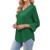 image:imageWIHOLL Womens Blouses Dressy Casual 34 Length Sleeve Tops Lace Trendy 2026 Spring Summer V Neck Shirts Vacation OutfitsPure Green