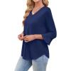 image:imageWIHOLL Womens Blouses Dressy Casual 34 Length Sleeve Tops Lace Trendy 2026 Spring Summer V Neck Shirts Vacation OutfitsPure Navy