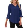 image:imageWIHOLL Womens Blouses Dressy Casual 34 Length Sleeve Tops Lace Trendy 2026 Spring Summer V Neck Shirts Vacation OutfitsPure Navy