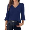 image:imageWIHOLL Womens Blouses Dressy Casual 34 Length Sleeve Tops Lace Trendy 2026 Spring Summer V Neck Shirts Vacation OutfitsPure Navy