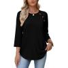 image:imageWIHOLL Womens Blouses Dressy Casual 34 Length Sleeve Tops Spring Summer Shirts Business Casual Outfits VacationBlack