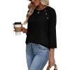 image:imageWIHOLL Womens Blouses Dressy Casual 34 Length Sleeve Tops Spring Summer Shirts Business Casual Outfits VacationBlack