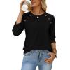 image:imageWIHOLL Womens Blouses Dressy Casual 34 Length Sleeve Tops Spring Summer Shirts Business Casual Outfits VacationBlack