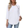 image:imageWIHOLL Womens Blouses Dressy Casual 34 Length Sleeve Tops Spring Summer Shirts Business Casual Outfits VacationClassic White