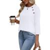 image:imageWIHOLL Womens Blouses Dressy Casual 34 Length Sleeve Tops Spring Summer Shirts Business Casual Outfits VacationClassic White