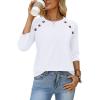 image:imageWIHOLL Womens Blouses Dressy Casual 34 Length Sleeve Tops Spring Summer Shirts Business Casual Outfits VacationClassic White