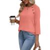 image:imageWIHOLL Womens Blouses Dressy Casual 34 Length Sleeve Tops Spring Summer Shirts Business Casual Outfits VacationCoral
