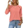 image:imageWIHOLL Womens Blouses Dressy Casual 34 Length Sleeve Tops Spring Summer Shirts Business Casual Outfits VacationCoral
