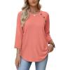 image:imageWIHOLL Womens Blouses Dressy Casual 34 Length Sleeve Tops Spring Summer Shirts Business Casual Outfits VacationCoral