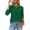 image:imageWIHOLL Womens Blouses Dressy Casual 34 Length Sleeve Tops Spring Summer Shirts Business Casual Outfits VacationDark Green