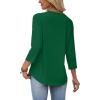 image:imageWIHOLL Womens Blouses Dressy Casual 34 Length Sleeve Tops Spring Summer Shirts Business Casual Outfits VacationDark Green