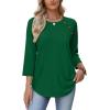 image:imageWIHOLL Womens Blouses Dressy Casual 34 Length Sleeve Tops Spring Summer Shirts Business Casual Outfits VacationDark Green