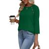 image:imageWIHOLL Womens Blouses Dressy Casual 34 Length Sleeve Tops Spring Summer Shirts Business Casual Outfits VacationDark Green