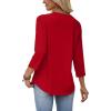 image:imageWIHOLL Womens Blouses Dressy Casual 34 Length Sleeve Tops Spring Summer Shirts Business Casual Outfits VacationFire Red