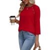 image:imageWIHOLL Womens Blouses Dressy Casual 34 Length Sleeve Tops Spring Summer Shirts Business Casual Outfits VacationFire Red