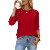 image:imageWIHOLL Womens Blouses Dressy Casual 34 Length Sleeve Tops Spring Summer Shirts Business Casual Outfits VacationFire Red