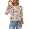 image:imageWIHOLL Womens Blouses Dressy Casual 34 Length Sleeve Tops Spring Summer Shirts Business Casual Outfits VacationFloral Apricot
