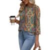 image:imageWIHOLL Womens Blouses Dressy Casual 34 Length Sleeve Tops Spring Summer Shirts Business Casual Outfits VacationFloral Boho