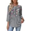 image:imageWIHOLL Womens Blouses Dressy Casual 34 Length Sleeve Tops Spring Summer Shirts Business Casual Outfits VacationFloral Grey