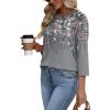 image:imageWIHOLL Womens Blouses Dressy Casual 34 Length Sleeve Tops Spring Summer Shirts Business Casual Outfits VacationFloral Grey