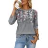 image:imageWIHOLL Womens Blouses Dressy Casual 34 Length Sleeve Tops Spring Summer Shirts Business Casual Outfits VacationFloral Grey
