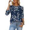 image:imageWIHOLL Womens Blouses Dressy Casual 34 Length Sleeve Tops Spring Summer Shirts Business Casual Outfits VacationFloral Navy