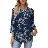 image:imageWIHOLL Womens Blouses Dressy Casual 34 Length Sleeve Tops Spring Summer Shirts Business Casual Outfits VacationFloral Navy