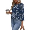 image:imageWIHOLL Womens Blouses Dressy Casual 34 Length Sleeve Tops Spring Summer Shirts Business Casual Outfits VacationFloral Navy
