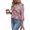 image:imageWIHOLL Womens Blouses Dressy Casual 34 Length Sleeve Tops Spring Summer Shirts Business Casual Outfits VacationPattern Pink Boho