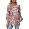 image:imageWIHOLL Womens Blouses Dressy Casual 34 Length Sleeve Tops Spring Summer Shirts Business Casual Outfits VacationPattern Pink Boho