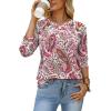image:imageWIHOLL Womens Blouses Dressy Casual 34 Length Sleeve Tops Spring Summer Shirts Business Casual Outfits VacationPattern Pink Boho