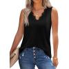 image:imageWIHOLL Womens Loose Fit V Neck Lace Sleeveless Summer Tank Top1black