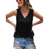image:imageWIHOLL Womens Loose Fit V Neck Lace Sleeveless Summer Tank Top1black