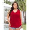 image:imageWIHOLL Womens Loose Fit V Neck Lace Sleeveless Summer Tank Top1red