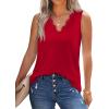 image:imageWIHOLL Womens Loose Fit V Neck Lace Sleeveless Summer Tank Top1red