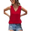 image:imageWIHOLL Womens Loose Fit V Neck Lace Sleeveless Summer Tank Top1red