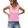 image:imageWIHOLL Womens Loose Fit V Neck Lace Sleeveless Summer Tank Top2cream Pink